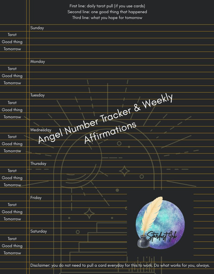 10-Week Synchronicity Journal • Angel Number Tracker • Spiritual Reflection Journal • Manifestation & Affirmation Planner • Tarot PDF
